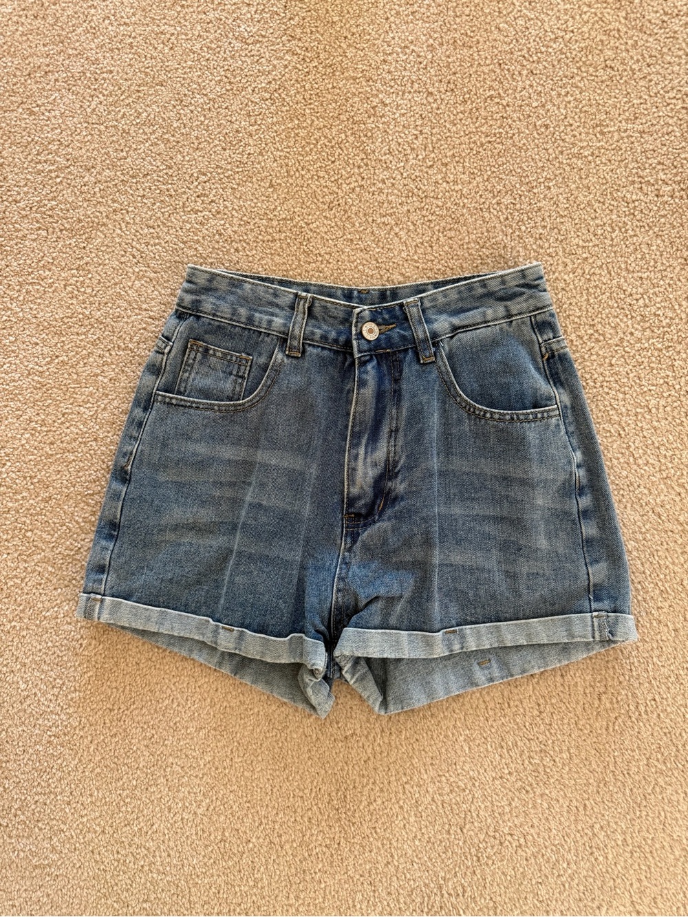 Classic High-Rise Denim Shorts - Blue
